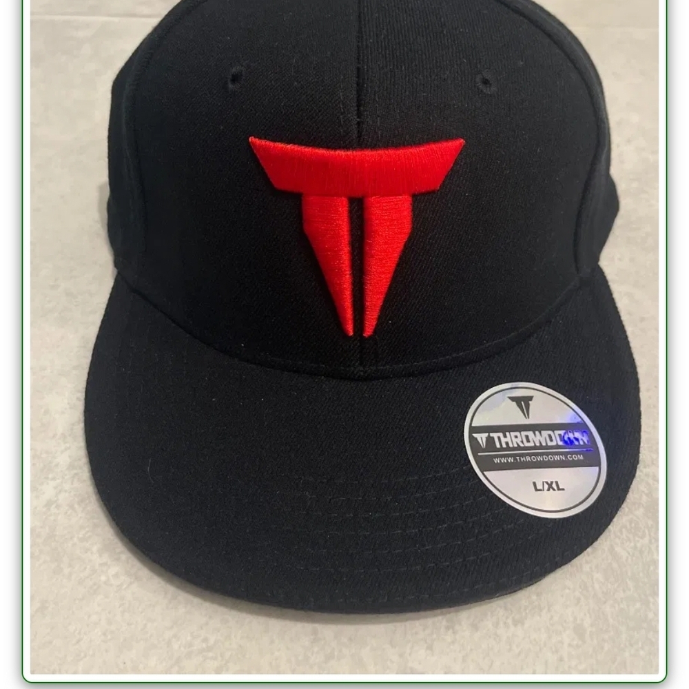 Black and Red Snapback Hat with Emblem